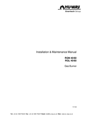 Nu-Way RGL 40 Installation & Maintenance Manual