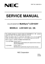NEC NEC MultiSync LCD1525V  LCD1525V LCD1525V Service Manual