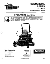 Tiger TG 2661 Commercial Series Operator's Manual