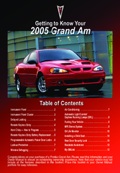 Pontiac 2005 Grand Am Getting To Know Manual