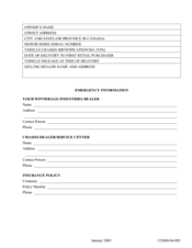 Winnebago 2005 Minnie Winnie Owner's Manual