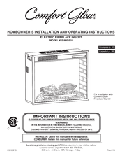 Comfort Glow 25-900-001 Installation And Operating Instructions Manual