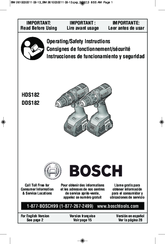 Bosch DDS182 Operating/Safety Instructions Manual
