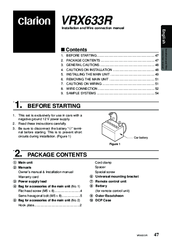 Clarion VRX633R Installation And Wire Connection Manual