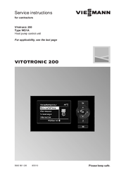 Viessmann VITOTRONIC 200 Service Instructions Manual