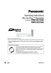 Panasonic DMR-BCT845 Operating Instructions Manual