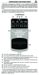 Behringer COMPRESSOR SUSTAINER CS400 Manual