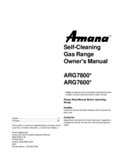 Amana ARG7600 Owner's Manual