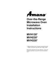 Amana MVH230 Series Installation Instructions Manual