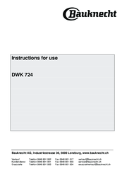Bauknecht DWK 524 Instructions For Use Manual