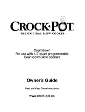 Crock-Pot Countdown slow cookers Owner's Manual