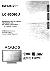 Sharp LC-65D93U Operation Manual