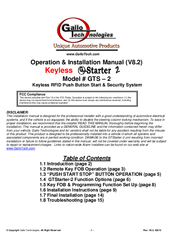 Gallo Tech GTStarter-2 Operation & Installation Manual