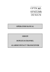 Optical Systems Design OSD159 Operator's Manual