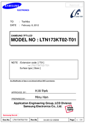 Samsung LTN173KT02-T01 Service Manual