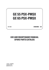 Mosa GE 65 PSX Use And Maintenance Manual, Spare Parts Catalog