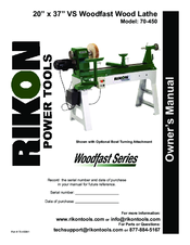 Rikon Power Tools Woodfast 70-450 Owner's Manual