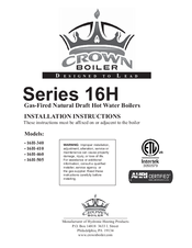 Crown Boiler 16H-340 Installation Instructions Manual