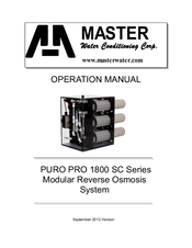 Master Water Conditioning PURO PRO 1800 SC Series Operation Manual