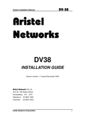 Aristel DV-38 Installation Manual