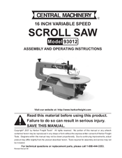 Central machinery 93012 Manuals 