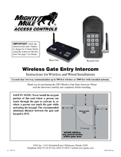 Mighty Mule Wireless Gate Entry Intercom Installation Instructions Manual