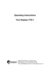 Eneo VTD-1 Operating Instructions Manual