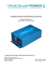 True blue power TI1200 Installation Manual And Operating Instructions