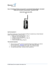Qwest Actiontec M1000 Troubleshooting Manual