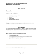 PROCASTER AMTX100 Installation And Operation Manual