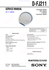 Sony Walkman D-FJ211 Service Manual