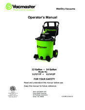Vacmaster VJ1412P Operator's Manual