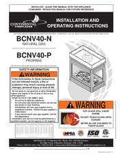 Continental Fireplaces BCNV40-N Installation And Servise Manual