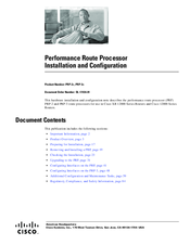 Cisco PRP-2 Installation And Configuration Manual