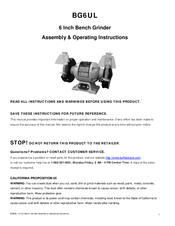 Buffalo Tools BG6UL Assembly & Operating Instructions