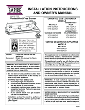 Empire Comfort Systems VFNR-24P-1 Owner's Manual