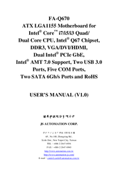 JS Automation FA-Q670 User Manual