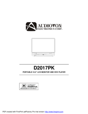 Audiovox D2017PK User Manual