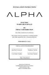 SummerAire ALPHA series Installation Instructions Manual