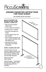 AccuScreens WALL/PORTABLE PROJECTION SCREENS Assembly/Mounting Instructions