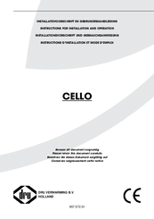 Dru Cello Instructions For Installation And Operation Manual