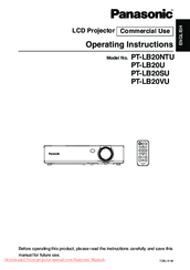 Panasonic PTLB20SU - LCD PROJECTOR - MULTI-LANG Operating Instructions Manual