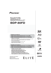 Pioneer Elite BDP-80FD Operating Instructions Manual