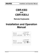 KALATEL CBR-KB3/J Installation And Operation Manual