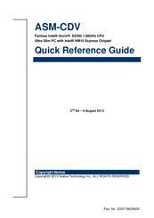 Avalue Technology ASM-CDV Quick Reference Manual