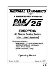 Thermal Dynamics Pak Master 25 Operating Manual