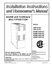 Dettson NOMF155E19C Installation Instructions And Homeowner's Manual