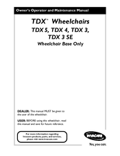 Invacare TDX 3 SE Owner's Operator And Maintenance Manual