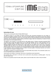 Musical Fidelity M6SCD Instructions For Use Manual