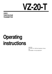 Ultrak VZ-20-T Operating Instructions Manual